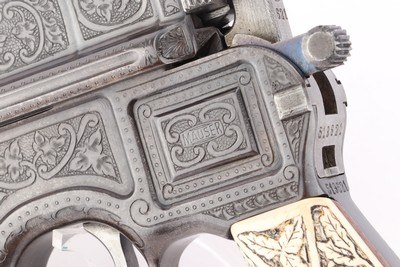 Beautiful, Engraved Mauser Bolo Model 1921 - Ivory Grips - Image 7 of 13