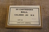 Lake City Arsenal 20 Cartridges Ball Caliber .30 M2 - 1 of 6