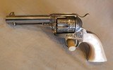 Never fired Uberti 1873 Limited Ed Engraved Cattleman Revolver NM Stainless Steel .45 Colt, 4.75”, Pearl Style Grip, Stainless Finish - 4 of 23