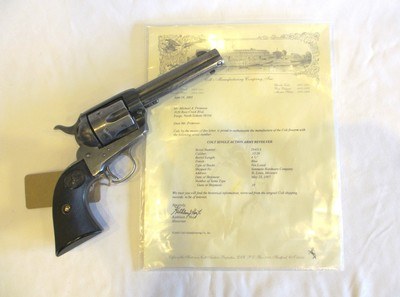 Colt Single Action Army in 32-20 Winchester with letter