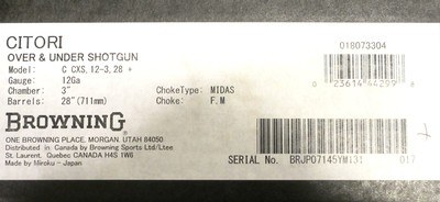 Browning Citori CXS 12 Gauge Break Open 3