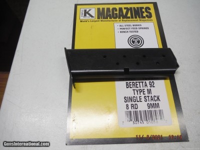 Beretta 92M / 92-M 9mm Magazine 8Rd Single Stack 9mm 92M Magazine