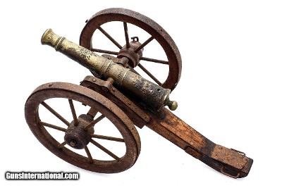 Vintage Miniature Cannon with Wood Carriage