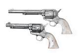 COLT PAIR SINGLE ACTION ARMY REVOLVERS .45 WITH MOTHER OF PEARL GRIPS - 2 of 2