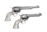 COLT PAIR SINGLE ACTION ARMY REVOLVERS .45 WITH MOTHER OF PEARL GRIPS - 1 of 2