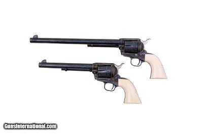 COLT SET SINGLE ACTION ARMY REVOLVERS .45 WITH WHITE BONE GRIPS