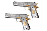 COLT PAIR 1911 GOVERNMENT MODEL SILVER & GOLD PLATED - .45 AUTO - 2 of 6