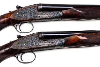 JAMES PURDEY & SONS ROUND BODY EXTRA FINISH 20 GAUGE PAIR SIDE BY SIDE SHOTGUNS - 26
