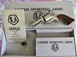 United Sporting Arms (USA) Stainless Seville, 44 Mag, 3 1/2-Barrel, Manual LNIB – 86 - 1 of 14