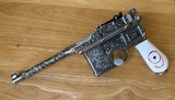 Mauser C96 red 9 engraved by Ben Shostle