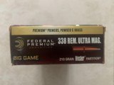 Federal Premium Ammunition 338 Remington Ultra Magnum 210 Grain Nosler Partition Box of 20 - 1 of 2