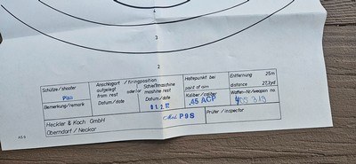 Heckler & Koch P9S 45 ACP with 5 Mags,Box & Test Target MINT - Image 10 of 10