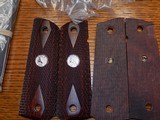New Factory Colt 1911 Double Diamond Rosewood Silver Medallions Grips - 2 of 3