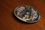 Bold Engraved Two-Tone Working Mule Trophy Buckle From The Kirschen Collection A8