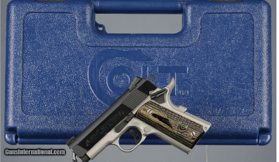 Colt Series 90 Lightweight Night Defender Talo Edition Semi-Automatic Pistol Two Tone Tritium Sight Serpentine Grip Defender factory roll mark