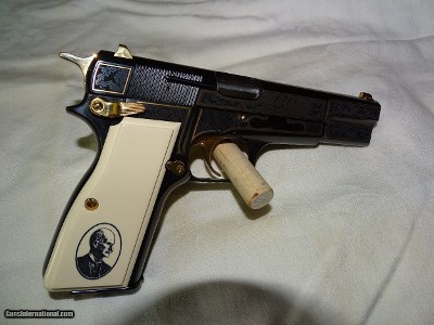 Browning Hi-Power 150th Anniversy Edition Blue & Gold Engraved MUST SEE