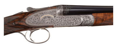 Fantastic M. Ghidini Signed Master Engraved .410 Bore Abbiatico & Salvinelli Famars Venus Grade Side Lock with Case & Accessories - Image 3 of 6