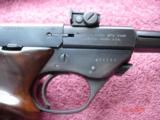 HI-Std. 102 Supermatic Citation (Space Gun)
Rare 8" BBl. Near Mint MFG 1958 Hamden,Ct. .22LR. Custom walnut target Stocks - 5 of 15