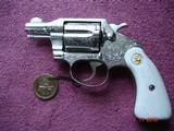 Colt Det. Spec. 2"BBl. Bright Nickel Engraved By John Adams .38Spec. 2nd Issue MFG 1965 MINT, Elk Stag Stocks - 15 of 15