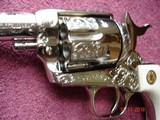 Colt Mod. P-1933 Factory Engraved Sheriff's Model Bright Nickel A Engraved Factory Ivory 2 piece blind Stocks3 mfg 1983 .44 Special New Unfired - 7 of 15