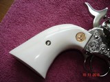 Colt Mod. P-1933 Factory Engraved Sheriff's Model Bright Nickel A Engraved Factory Ivory 2 piece blind Stocks3 mfg 1983 .44 Special New Unfired - 3 of 15
