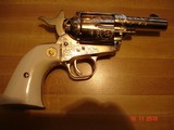 Colt Mod. P-1933 Factory Engraved Sheriff's Model Bright Nickel A Engraved Factory Ivory 2 piece blind Stocks3 mfg 1983 .44 Special New Unfired - 12 of 15