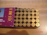 Hard to Find .455 Eley (455 MK II) MFG by Fiocchi 262 Gr. Lead Round Nose Ctgs. Box of 50 center fire Ctgs. - 5 of 6