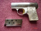 Browning Baby Light weight .25 ACP, Pistol Mint Looks New Unfired? MFG 1968 Bright Nickel Faux. Pearl Stocks 2" BBl. - 7 of 9
