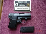 Browning Baby .25 ACP
Semi-Auto Pistol MFG 1965 Mint 2"BBl. Blue, Black Checkered Stocks. - 8 of 13