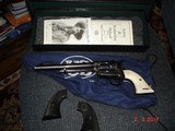 USFA Premium SA B&C 7 1/2"BBl.
.45 Colt
Excellent in Box , papers ,Sock Original Blk. Stocks and a Beautiful
Set of Elk Stags Stocks. - 1 of 13