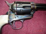 USFA Premium SA B&C 7 1/2"BBl.
.45 Colt
Excellent in Box , papers ,Sock Original Blk. Stocks and a Beautiful
Set of Elk Stags Stocks. - 5 of 13