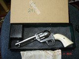 USFA
China Camp SA .45 Colt 5 1/2" BBl. NIB
2 sets of Stocks Blk.Rubber and True Ivory MFG 9-15-2000 All Papers Etc. - 14 of 15
