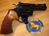 Colt Python MFG 1966 I-frame As New, .357Mag.Cal. 4"BBl. Bright Blue Original Finish, Walnut Target Stocks with Repro Colt Box & papers - 2 of 20