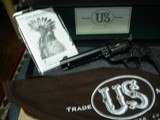 USFA Cowboy Rodeo II NIB .38Spec. Matt Blue Checkered Black Hard Rubber stocks Late Model, All Papers Box Etc.