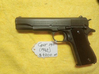 HIGH CONDITION WWII 1942 COLT M1911A1 U.S. ARMY .45 ACP "WB" ALL ORIGINAL - Image 1 of 8