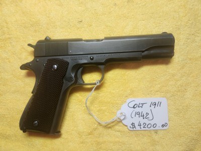 HIGH CONDITION WWII 1942 COLT M1911A1 U.S. ARMY .45 ACP "WB" ALL ORIGINAL - Image 2 of 8