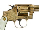 Smith & Wesson Model of 1903 .32 Hand Ejector FACTORY OSCAR YOUNG ENGRAVED & Gold Plated w/ Pearl Grips LETTERED - 5 of 11
