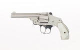 ***SOLD***
Smith & Wesson .38 Safety Hammerless 4th Model 4" Nickel & Pearl Mfd. 1900 99% - 1 of 3