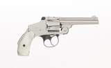 ***SOLD***
Smith & Wesson .38 Safety Hammerless 4th Model 4" Nickel & Pearl Mfd. 1900 99% - 2 of 3
