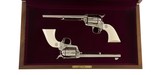 Cased Pair Colt Single Action Army 7 1/2" Nickel .45 Colt Factory Ivory Grips Wood Display Case & Boxes Original & Mint - 2 of 22