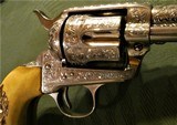 Cased Master Engraved Colt 1st Generation 38-40 Nickel SAA Genuine Stag Grips by Walter T. Shannon - 13 of 15