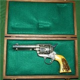 Cased Master Engraved Colt 1st Generation 38-40 Nickel SAA Genuine Stag Grips by Walter T. Shannon - 1 of 15