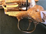 Spectacular Bob Valade Cattle Brand Engraved Ruger Vaquero .45 with Factory Case and Smooth Stag Grips - 5 of 15