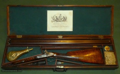 Important Joseph Manton Cased, Engraved, and Inscribed to a CSA Captain, Shotgun and Rifle Barrel Set, Listed in the Manton Book