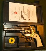 Fully Engraved Stainless Steel Ruger Bisley Vaquero in Factory Case .45 Long Colt - 2 of 15