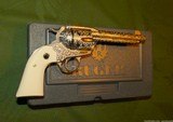 Fully Engraved Stainless Steel Ruger Bisley Vaquero in Factory Case .45 Long Colt - 3 of 15