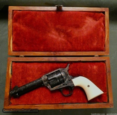 Cased and Engraved Colt SAA Second Generation 1965 Gunfighter 4 3/4 Inch Barrel .45 Long Colt