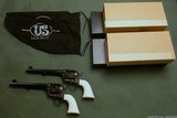 Only Known Cased Engraved USFA Flattop Target Matched Pair Ivory Grips Unfired, Unturned .45 Long Colt Complete Factory Set - 3 of 15