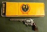 Hand Engraved Ruger Redhawk Pre Warning 1982 with Original Box, Stainless Double Action 7 1/2 Inch Barrel