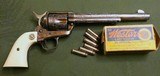 Hand Engraved Colt SAA Cased with Carved Ivory Grips 2nd Generation 1957 - 1 of 15